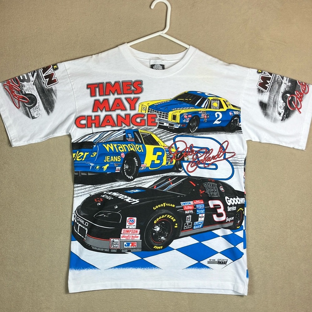 VTG Dale Earnhardt NASCAR Chase Racewear Allover Graphic Print Shirt size ≈ L